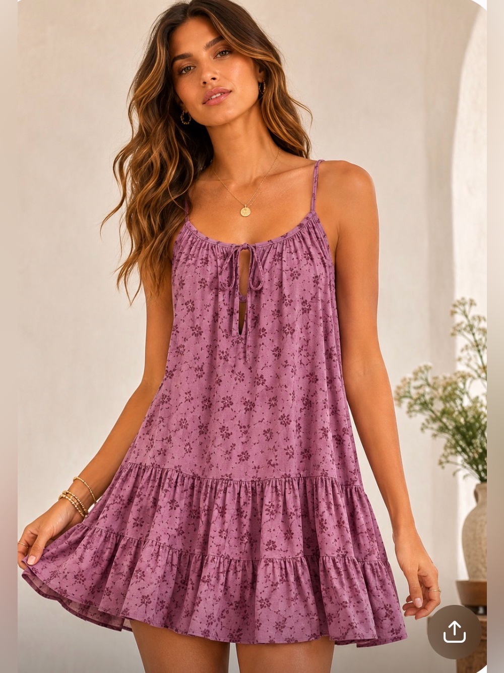 Anthropologie BOHO Dress forum Dusty Lilac floral flowy dress size medium